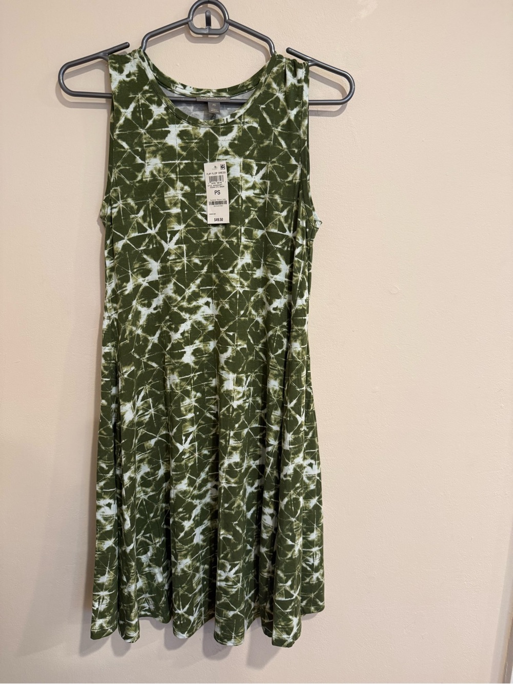 Style&Co Sleeveless Flip-Flop Dress Ocean Dye Green size Small Petite